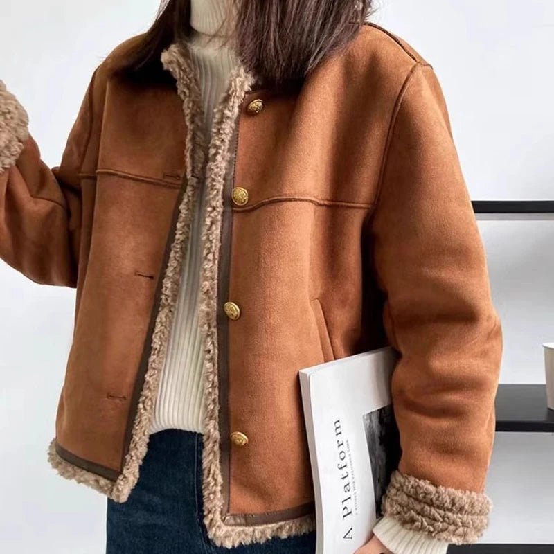 Shearling-Lined Button-Up Jacket